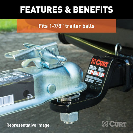 Curt 25128 Trailer Coupler, 2000 lb, 1-7/8 in Ball, Zinc