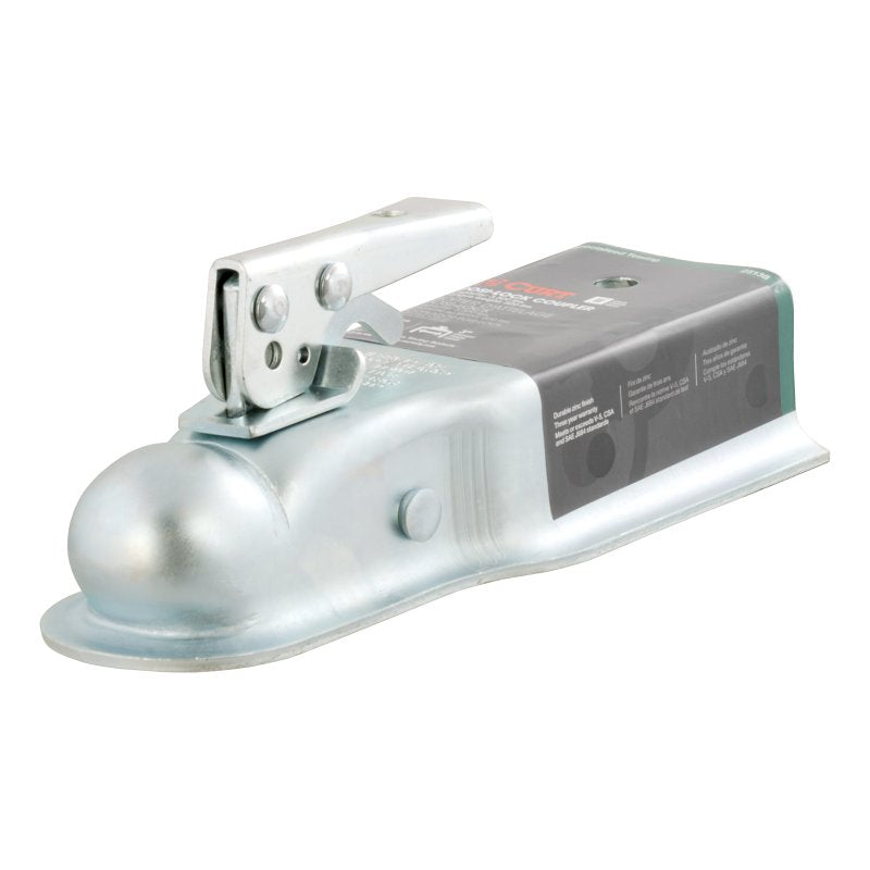 Curt 25138 Trailer Coupler, 3500 lb, 2 in Ball, Zinc, Clear