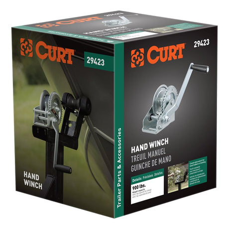 Curt 29423 Hand Crank Winch, 900 lb, Steel
