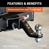 Curt 45340 Forged Ball Mount, Cat Class 5, 1-Hole, 2 in, 1-1/4 in Dia Hitch Ball, Steel, Powder-Coated