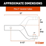 Curt 45361 Ball Mount, 8-1/2 in L, 4 in Drop, 3 in Rise, Class 3 Hitch, 1 in Dia Hitch Ball, Aluminum