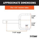 Curt 45521 Ball Mount, 7-1/4 in L, 3-1/4 in Drop, 2-5/8 in Rise, Class 2 Hitch, Steel, Powder-Coated