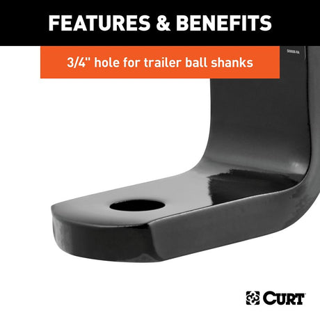 Curt 45521 Ball Mount, 7-1/4 in L, 3-1/4 in Drop, 2-5/8 in Rise, Class 2 Hitch, Steel, Powder-Coated