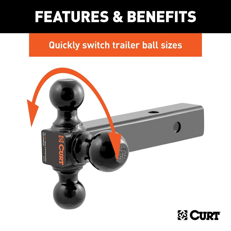 Curt 45652 Multi Ball-Mount, 1-7/8, 2, 2-5/16 in Dia Hitch Ball, Carbon Steel, Powder-Coated