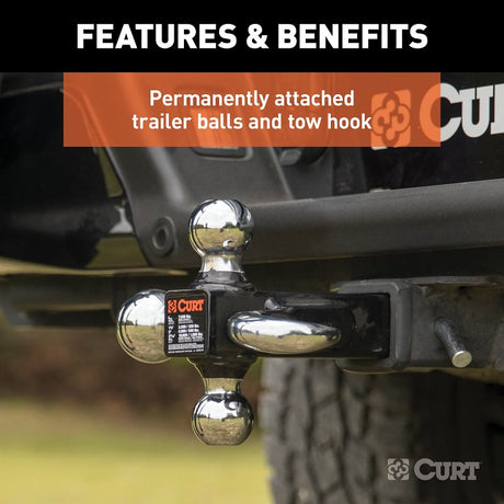 Curt 45675 Ball-Mount, 1-7/8, 2, 2-5/16 in Dia Hitch Ball, Steel, Carbide