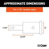 Curt 45785 Receiver Tube Adapter, 350 lb, Carbon Steel, Gloss/Powder-Coated, For: 1-1/4 to 2 in Shanks