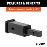 Curt 45785 Receiver Tube Adapter, 350 lb, Carbon Steel, Gloss/Powder-Coated, For: 1-1/4 to 2 in Shanks