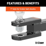 Curt 45821 Ball Mount, 1 in Dia Hitch Ball, Steel Hitch Ball, Gloss Black Powder-Coated