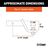 Curt 45836 Ball Mount, 8-1/4 in L, 2 in Drop, 2 in Dia Hitch Ball, Powder-Coated