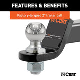 Curt 45836 Ball Mount, 8-1/4 in L, 2 in Drop, 2 in Dia Hitch Ball, Powder-Coated