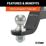 Curt 45856 Ball Mount, 8-1/4 in L, 4 in Drop, 2 in Dia Hitch Ball, Powder-Coated