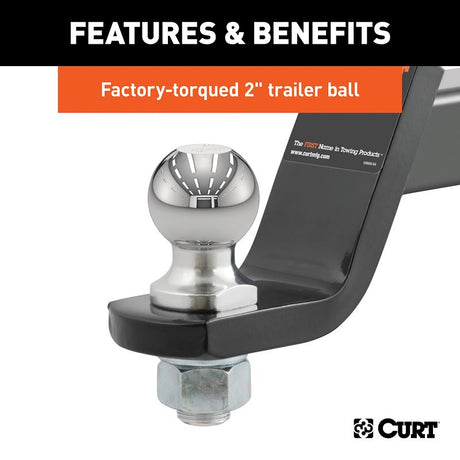 Curt 45856 Ball Mount, 8-1/4 in L, 4 in Drop, 2 in Dia Hitch Ball, Powder-Coated
