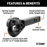 Curt 48005 Pintle Hook, 10,000 lb Working Load, Steel, Gloss Black