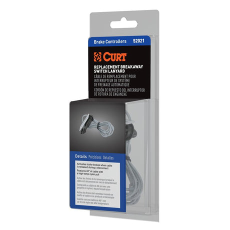 Curt 52021 Replacement Breakaway Switch Lanyard, Steel, Clear Coat