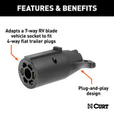 Curt 57241 Electrical Adapter, Includes: 4-Way Flat, 4-Way Round, 5-Way Flat, 6-Way Round, 7-Way RV Blades