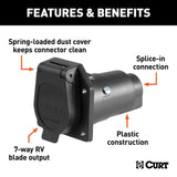 Curt 58151 Vehicle End Connector Socket, 12 V, Black