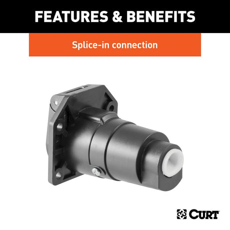 Curt 58151 Vehicle End Connector Socket, 12 V, Black