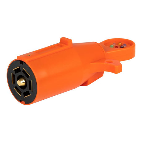 Curt 58273 7-Way RV Blade Connector Tester, LED Display, Orange