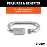 Curt 82903 Quick Link, 5/16 in Trade, 1760 lb Working Load, Steel, Clear Zinc