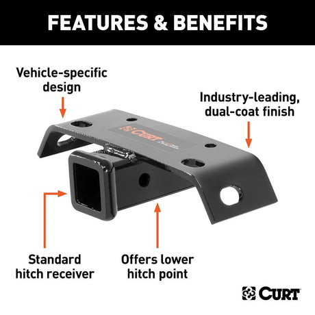 Curt 19030 Bumper Hitch, Steel, Gloss Black
