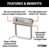 Curt 22320 Anti-Rattle Hitch Clamp, Aluminum/Stainless Steel, Zinc, Clear