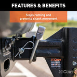Curt 22320 Anti-Rattle Hitch Clamp, Aluminum/Stainless Steel, Zinc, Clear