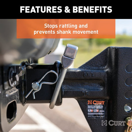 Curt 22320 Anti-Rattle Hitch Clamp, Aluminum/Stainless Steel, Zinc, Clear