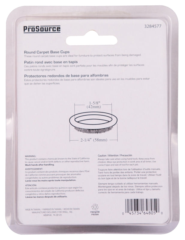 ProSource FE-50511-PS Furniture Slide Glide, Carpet/Steel, Brown, Brown, 2-1/4 x 2-1/4 in Dimensions