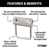 Curt 22325 Hitch Clamp, Anti-Rattle, Aluminum/Stainless Steel, Zinc-Plated, Clear
