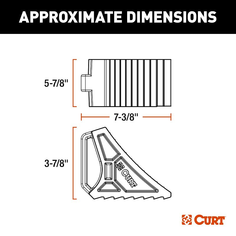 Curt 22801 Wheel Chock, 7-3/8 in L, 5-7/8 in W, 3-7/8 in H, Rubber
