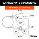 Curt 23082 Tri-Ball Trailer Coupler Lock, Universal Hitch, 1/4 in Dia Pin, 11 in OAL, Polymer