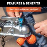 Curt 23082 Tri-Ball Trailer Coupler Lock, Universal Hitch, 1/4 in Dia Pin, 11 in OAL, Polymer