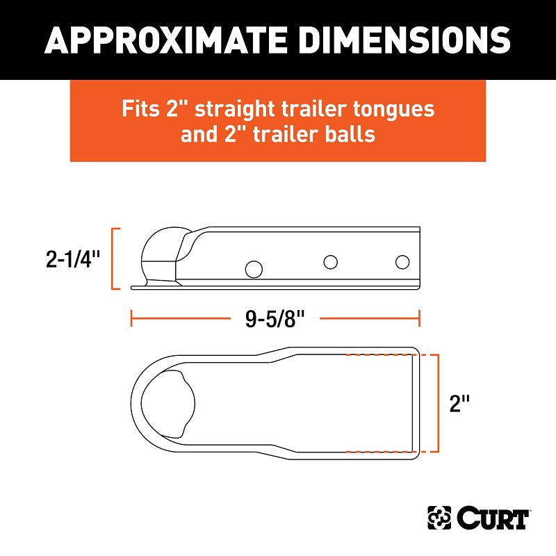 Curt QuickPin Series 25470 No-Latch Trailer Coupler, 3500 lb, 2 in Ball, Powder-Coated, 1/PK