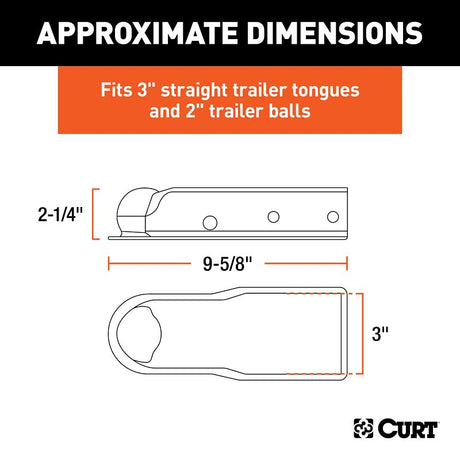 Curt QuickPin Series 25472 No-Latch Trailer Coupler, 3500 lb, 2 in Ball, Powder-Coated, Black, 1/PK