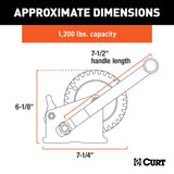 Curt 29424 Hand Crank Winch, Electric, 1200 lb, Steel