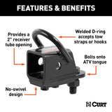 Curt 45006 Tongue Adapter with Receiver, Steel, Powder-Coated