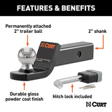 Curt 45141 Towing Starter Kit, Class 3 Hitch, 2 in Dia Hitch Ball, Powder-Coated