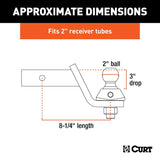Curt RockerBall Series 45143 Cushion Hitch Kit, 3 in Drop, Class 3, 4, 5 Hitch, 2 in Dia Hitch Ball, Steel, 1/PK