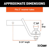Curt RockerBall Series 45144 Cushion Hitch Kit, 5 in Drop, Class 3, 4, 5 Hitch, 2 in Dia Hitch Ball, Steel, 1/PK