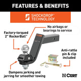 Curt RockerBall Series 45144 Cushion Hitch Kit, 5 in Drop, Class 3, 4, 5 Hitch, 2 in Dia Hitch Ball, Steel, 1/PK