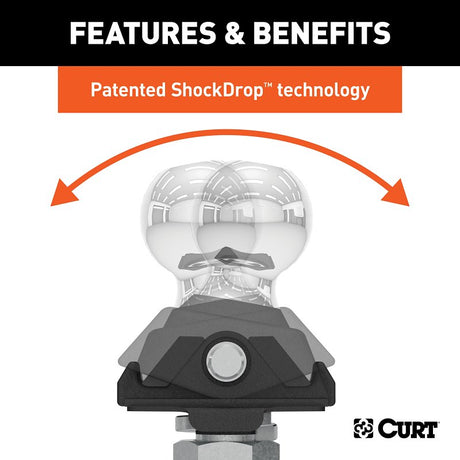 Curt RockerBall Series 45144 Cushion Hitch Kit, 5 in Drop, Class 3, 4, 5 Hitch, 2 in Dia Hitch Ball, Steel, 1/PK