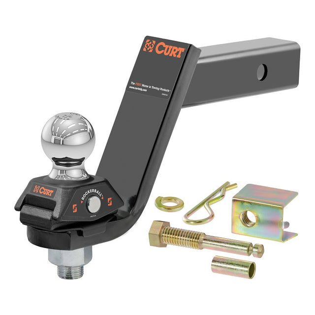 Curt RockerBall Series 45144 Cushion Hitch Kit, 5 in Drop, Class 3, 4, 5 Hitch, 2 in Dia Hitch Ball, Steel, 1/PK