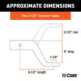 Curt 45458 Ball Mount, 8-1/2 in L, 4 in Drop, 2-1/2 in Rise, Class 5 Hitch, Steel, Carbide
