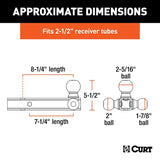 Curt 45651 Multi-Ball Mount, 1-7/8, 2, 2-5/16 in Dia Hitch Ball, Forged Steel, Gloss Powder-Coated