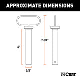 Curt 45804 Clevis Pin, 4 in OAL, Carbide/Steel, Powder-Coated