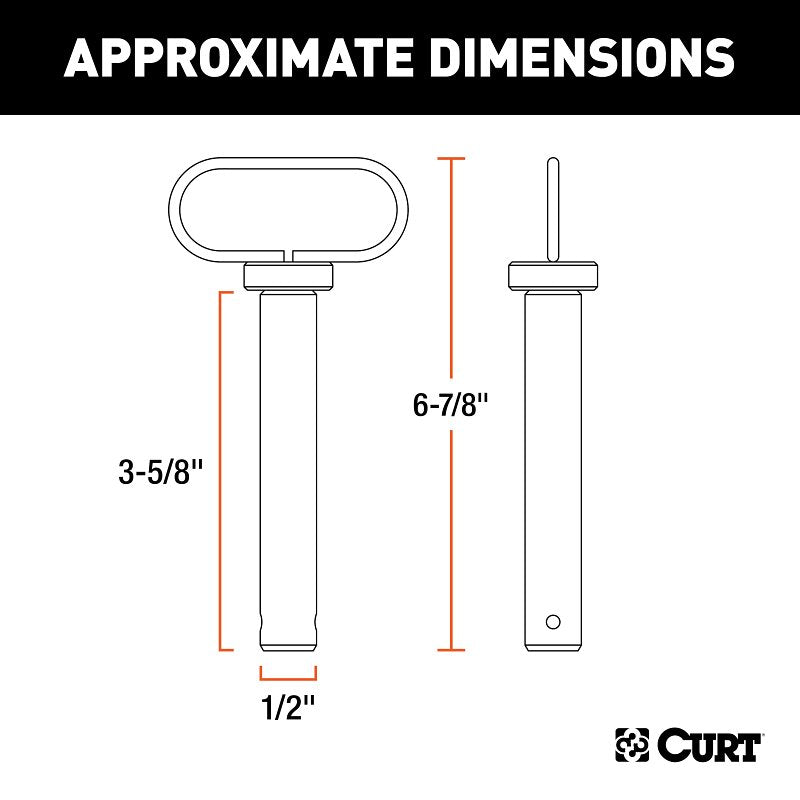 Curt 45805 Clevis Pin, 3-5/8 in OAL, Carbide/Steel, Powder-Coated
