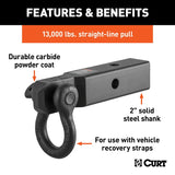 Curt 45832 D-Ring Shackle-Mount, 4, 5 Hitch, Steel, Carbide Powder-Coated