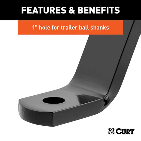 Curt 45890 Ball Mount, 11-1/2 in L, 8 in Drop, 6-1/4 in Rise, Powder-Coated