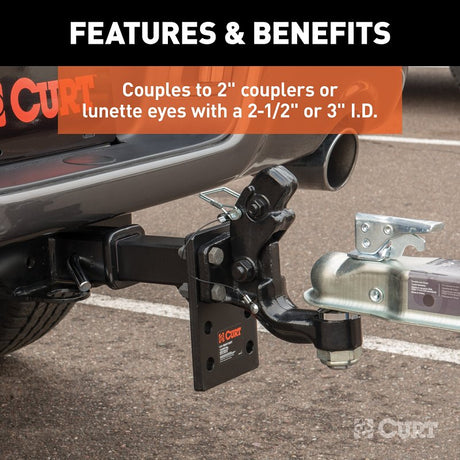 Curt 48190 Ball and Pintle Combination, 10,000 lb, 16,000 lb Working Load, Powder-Coated, 2 in Dia Eye, Steel