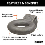 Curt 48660 Lunette Ring, Channel Style, Steel, Raw, For: CURT #48610 or #48650 Pintle Hitch